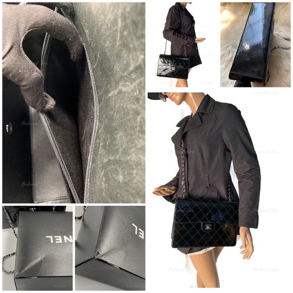 Authentic CHANEL Patent Black Jumbo Flap Crossbody - Picture 16 of 17